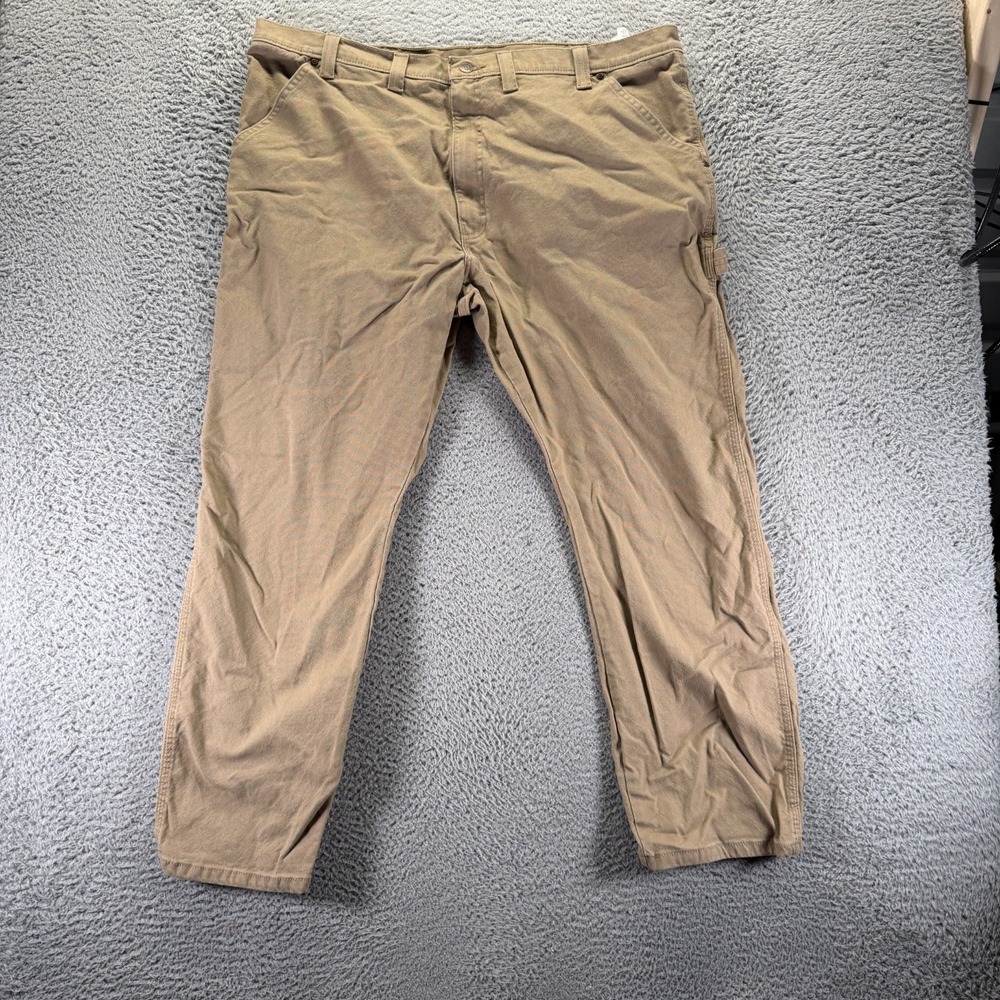 Wrangler Jeans Mens 44x30 Brown Cotton Denim Straight Carpenter Workwear Stretch